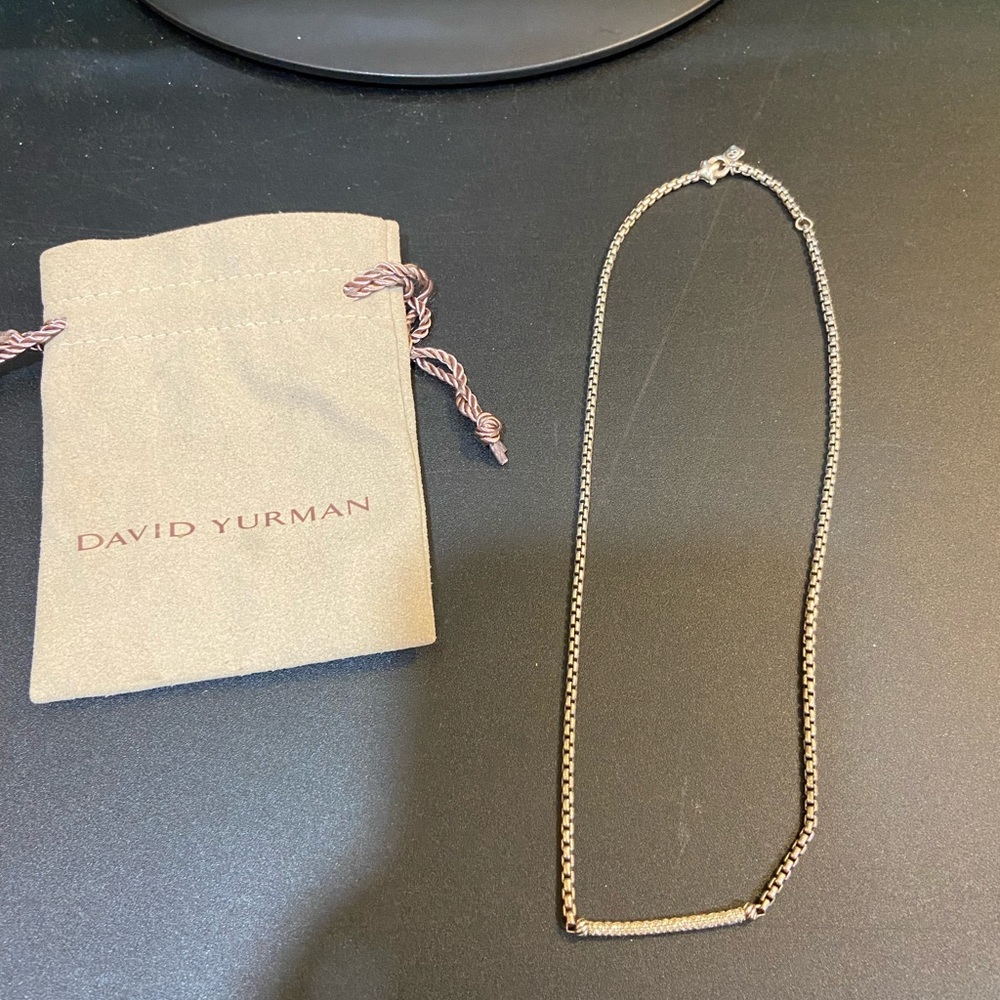 David Yurman silver station with diamonds